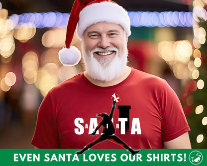 Air Santa Christmas Gift T-Shirt, Black Santa, Basketball Christmas Shirt, Black Santa Shirt, Matching Christmas Shirt for Families