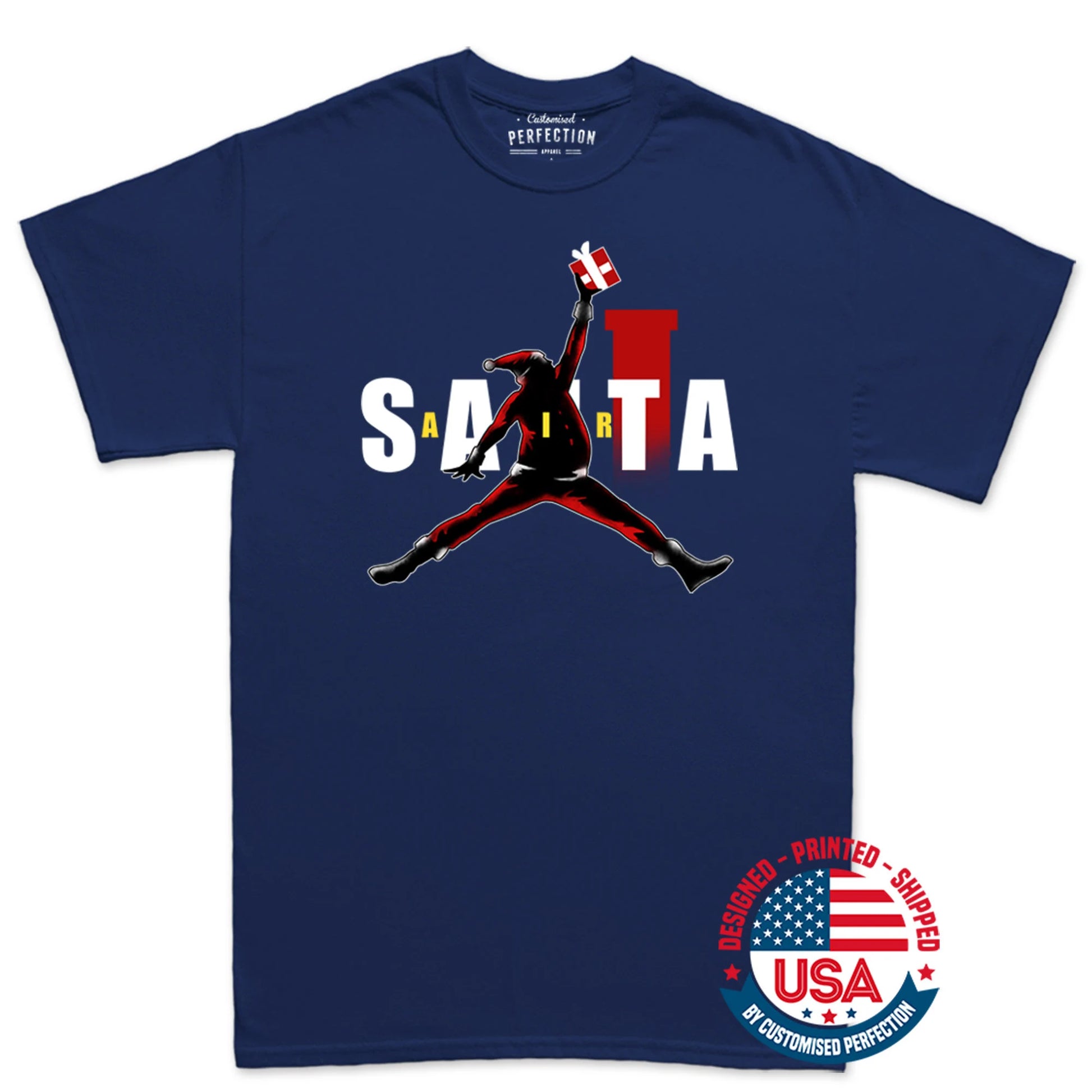 Air Santa Christmas Gift T-Shirt, Black Santa, Basketball Christmas Shirt, Black Santa Shirt, Matching Christmas Shirt for Families