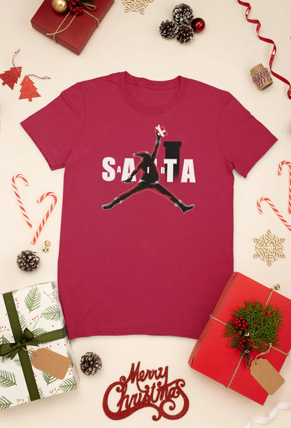 Air Santa Christmas Gift T-Shirt, Black Santa, Basketball Christmas Shirt, Black Santa Shirt, Matching Christmas Shirt for Families