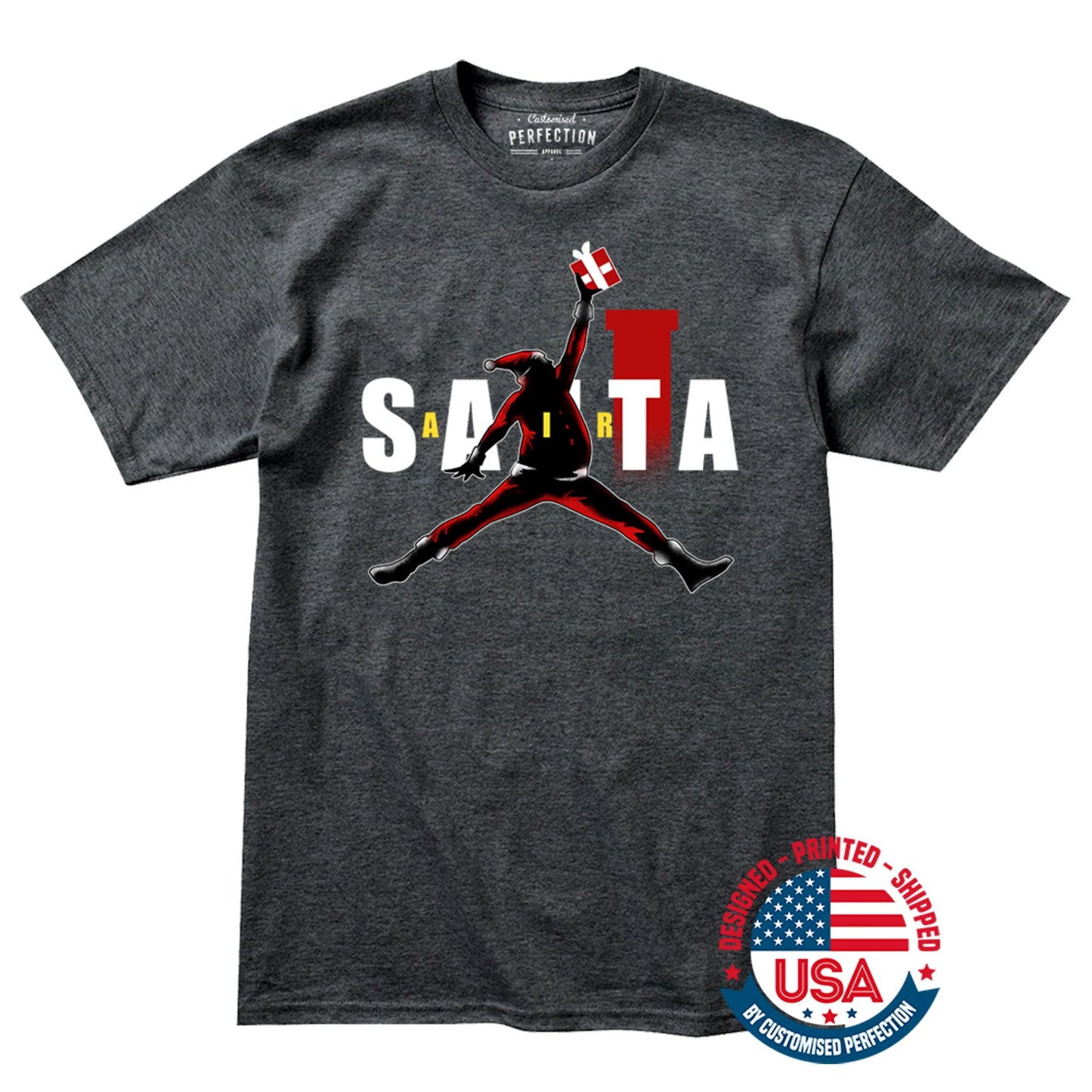 Air Santa Christmas Gift T-Shirt, Black Santa, Basketball Christmas Shirt, Black Santa Shirt, Matching Christmas Shirt for Families