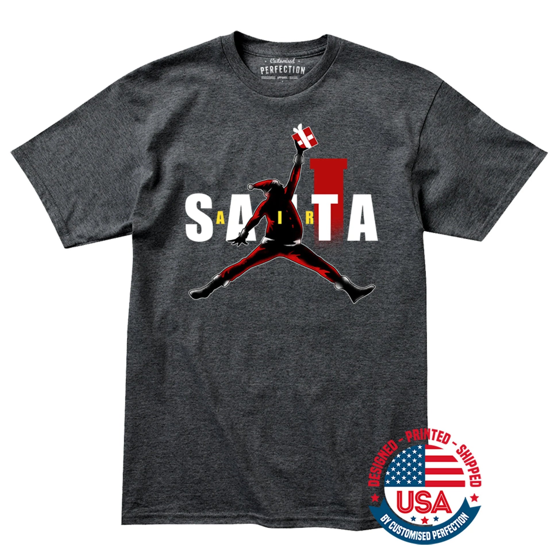 Air Santa Christmas Gift T-Shirt, Black Santa, Basketball Christmas Shirt, Black Santa Shirt, Matching Christmas Shirt for Families