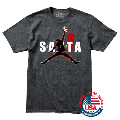 Air Santa Christmas Gift T-Shirt, Black Santa, Basketball Christmas Shirt, Black Santa Shirt, Matching Christmas Shirt for Families