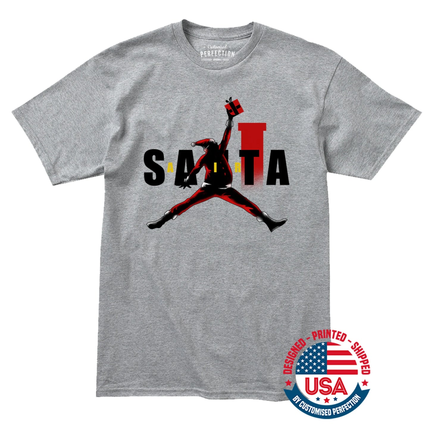 Air Santa Christmas Gift T-Shirt, Black Santa, Basketball Christmas Shirt, Black Santa Shirt, Matching Christmas Shirt for Families